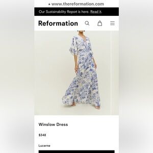 Reformation White and Blue Floral Maxi Dress Medium
